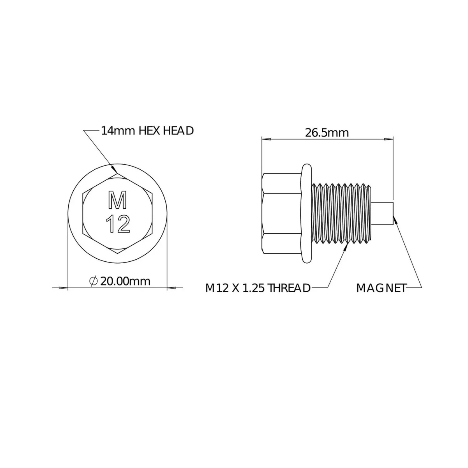 AFE Power Magnetic Drain Plug M12 x 1.25 - Image 2