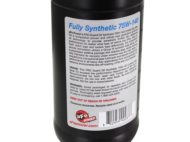 AFE Pro Guard D2 Fully Synthetic Limited Slip Gear Oil 75W-140 Single Qt. - Image 3