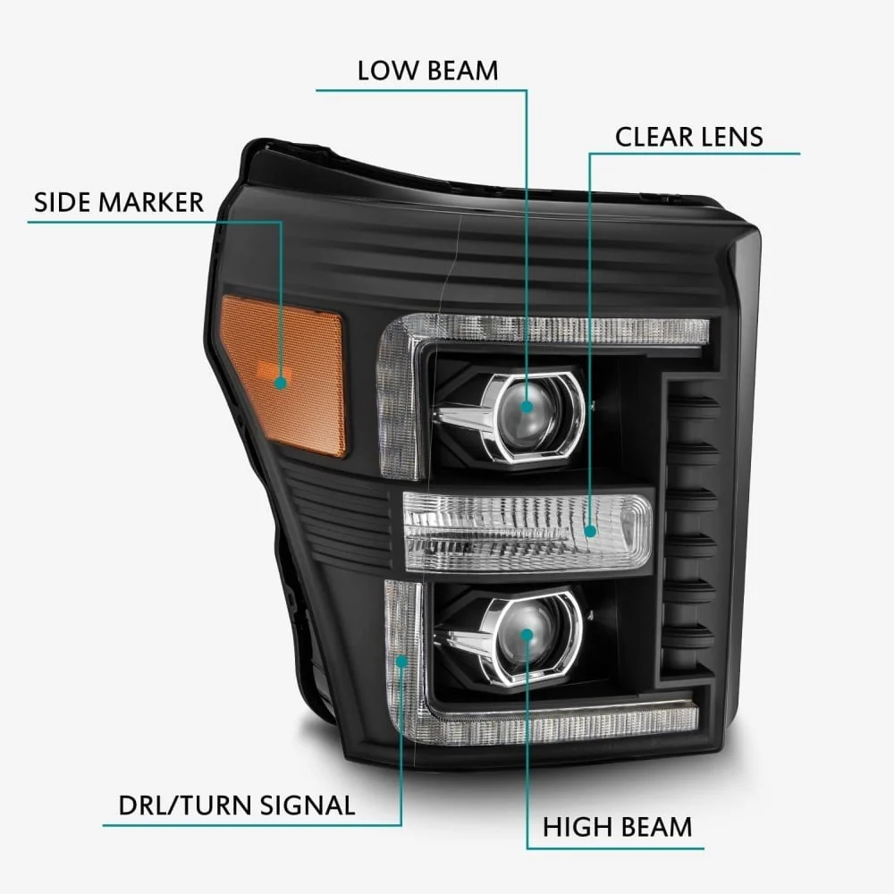 Alpharex Luxx-Series Black LED Projector Headlights 11-16 Ford 6.7L Powerstroke - Image 5