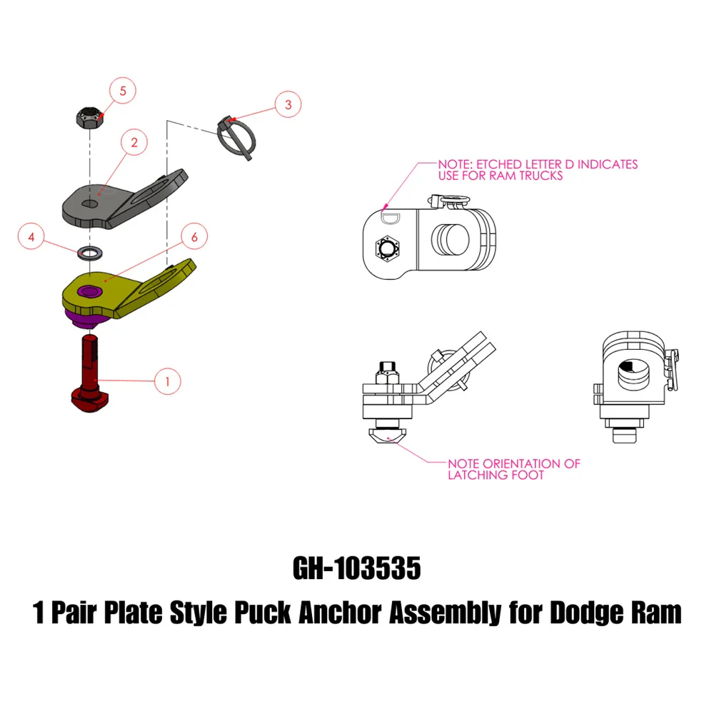 Gen-Y Hitch Safety Chain Anchors Dodge/Ram - Image 3