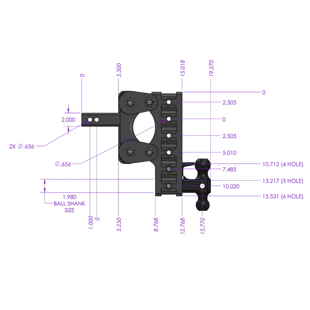 Gen-Y Hitch The Boss 16K Drop Hitch 2.5" Shank With Dual-Ball - 5" / 7.5" / 10" Drop - Image 10