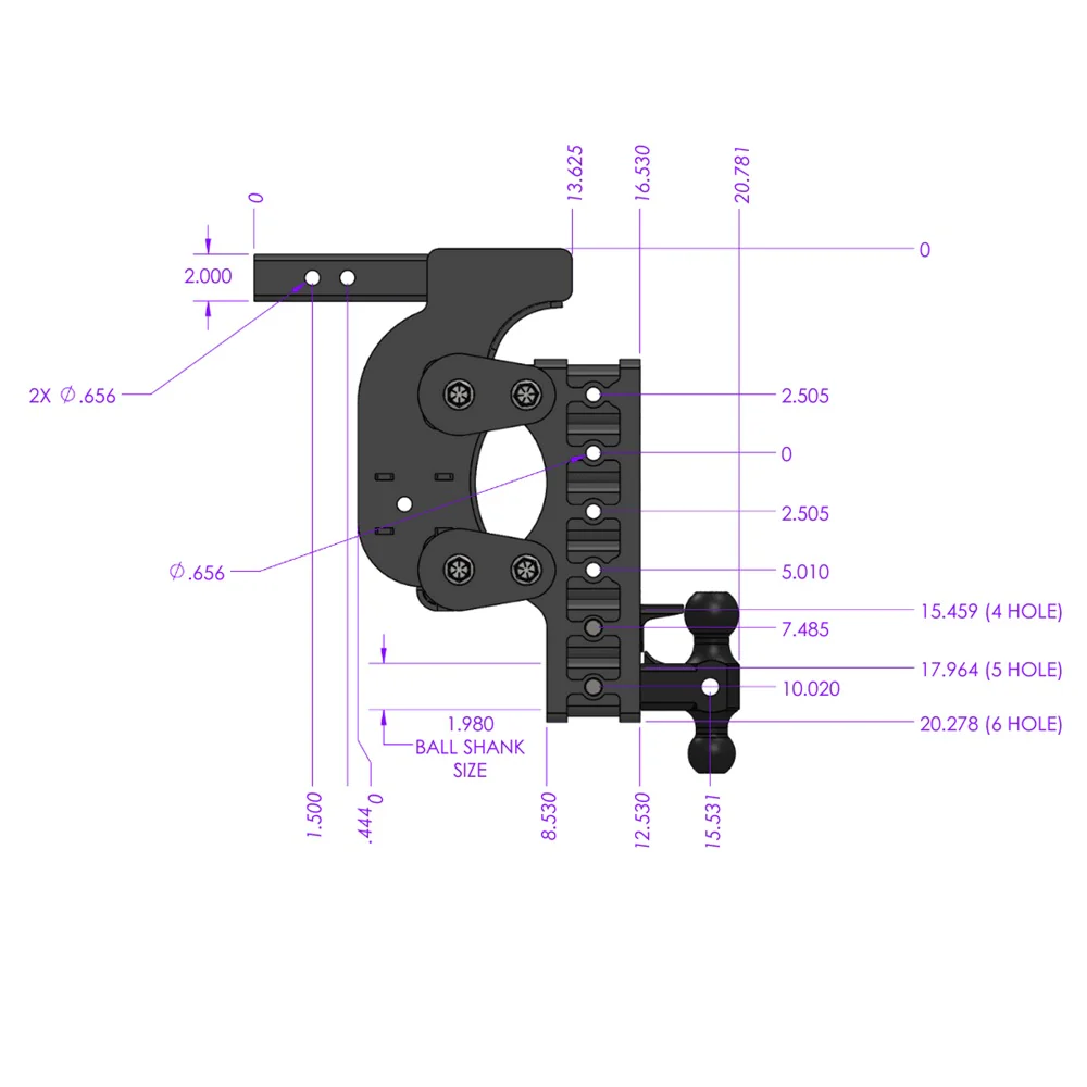 Gen-Y Hitch The Boss 16K Drop Hitch 2.5" Shank With Dual-Ball - 5" / 7.5" / 10" Drop - Image 8