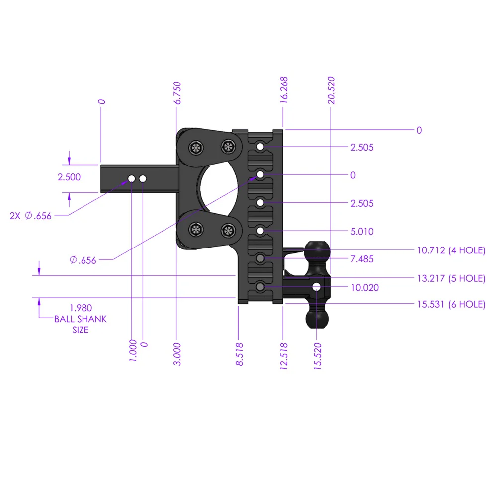 Gen-Y Hitch The Boss 16K Drop Hitch 2.5" Shank With Dual-Ball - 5" / 7.5" / 10" Drop - Image 9