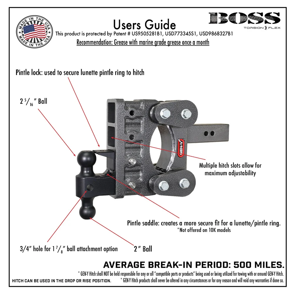 Gen-Y Hitch The Boss 32K Drop Hitch 3" Shank With Dual-Ball Hitch - 6" / 9" Drop - Image 8