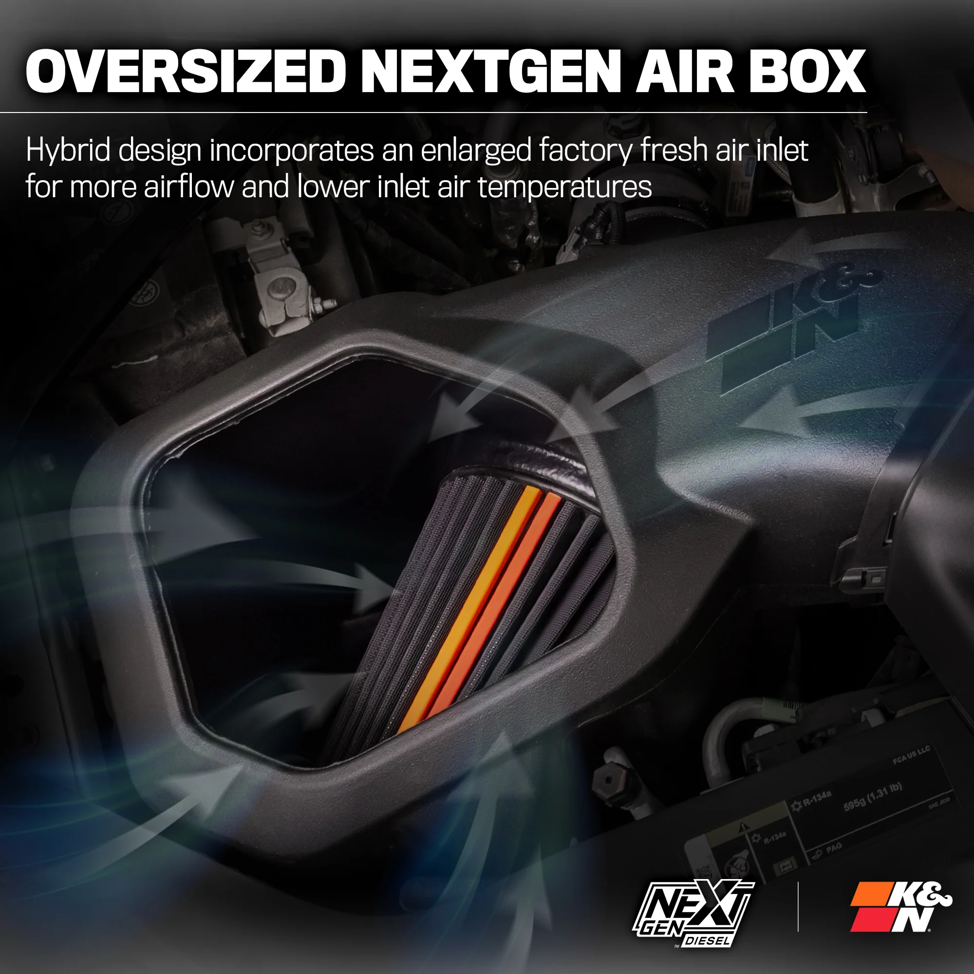 K&N NEXTGEN Dry Flow Cold Air Intake 19-24 Ram 2500/3500 6.7L Cummins - Image 6