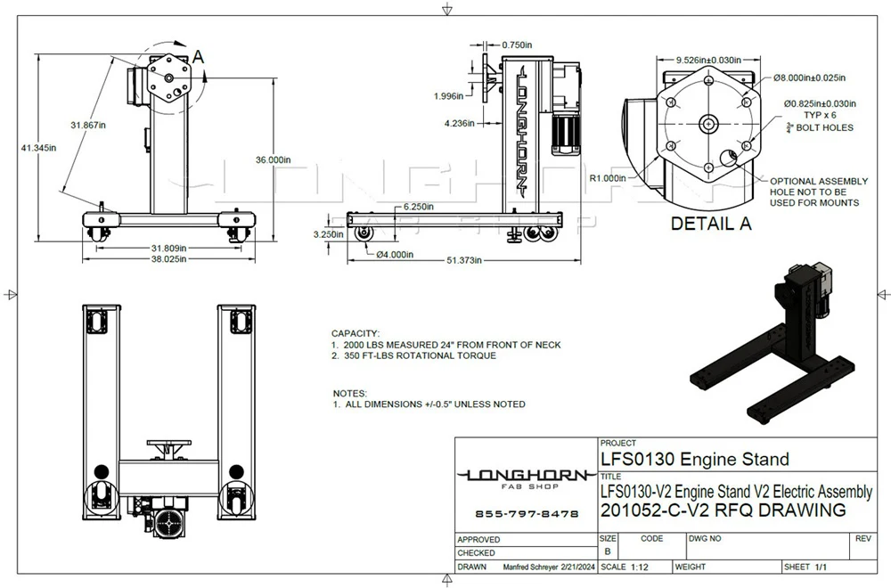 Longhorn Fab Shop Pro Grade V2 Powered Rotating Engine Stand - Image 3