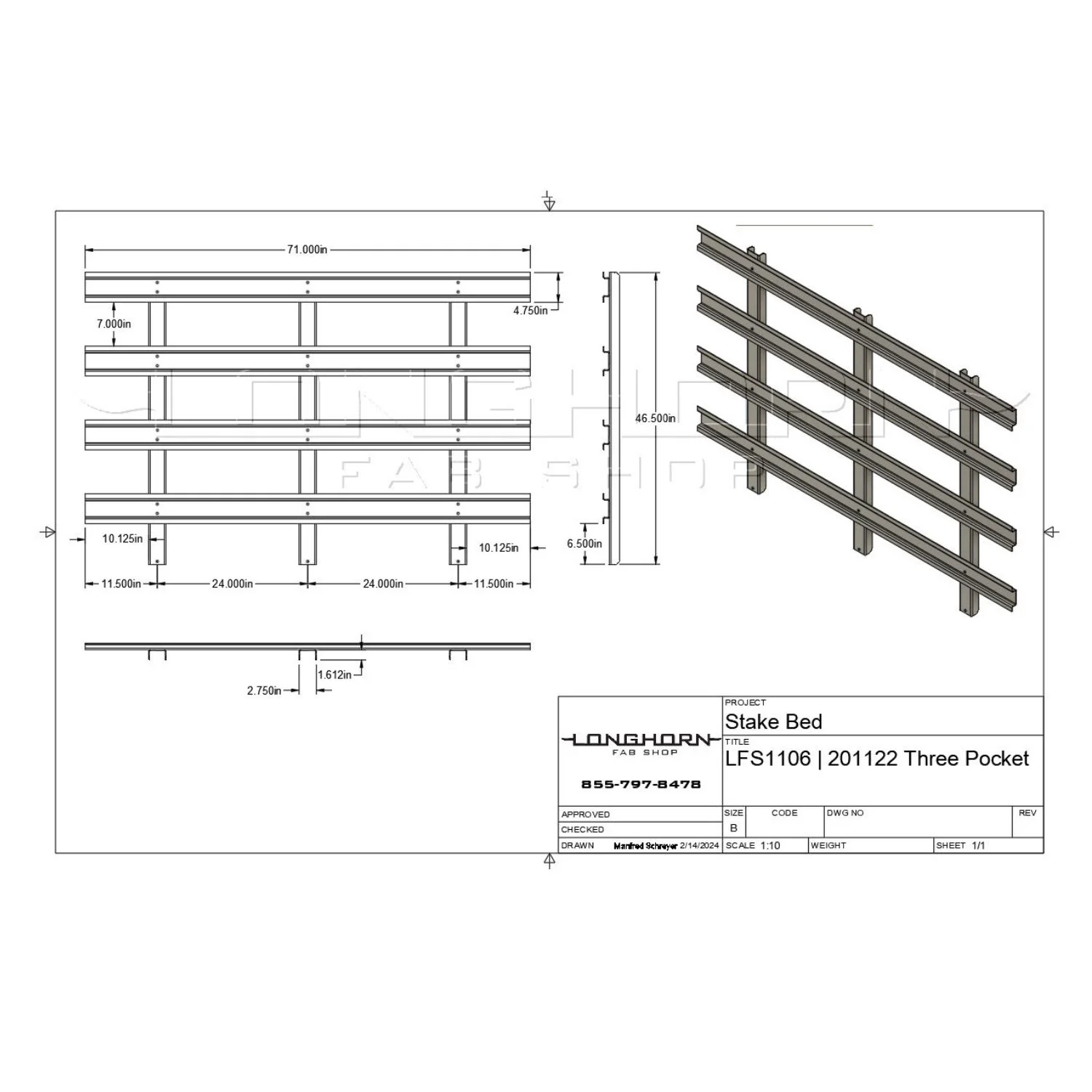 Longhorn Fab Shop Stainless Steel 2 Pocket Stake Bed Side Panels - Image 5