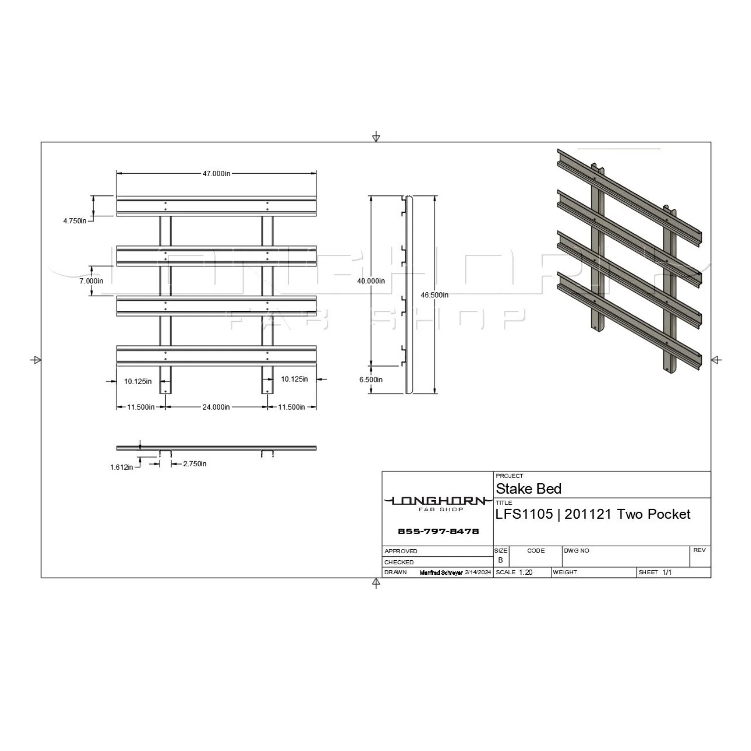 Longhorn Fab Shop Stainless Steel 2 Pocket Stake Bed Side Panels - Image 6