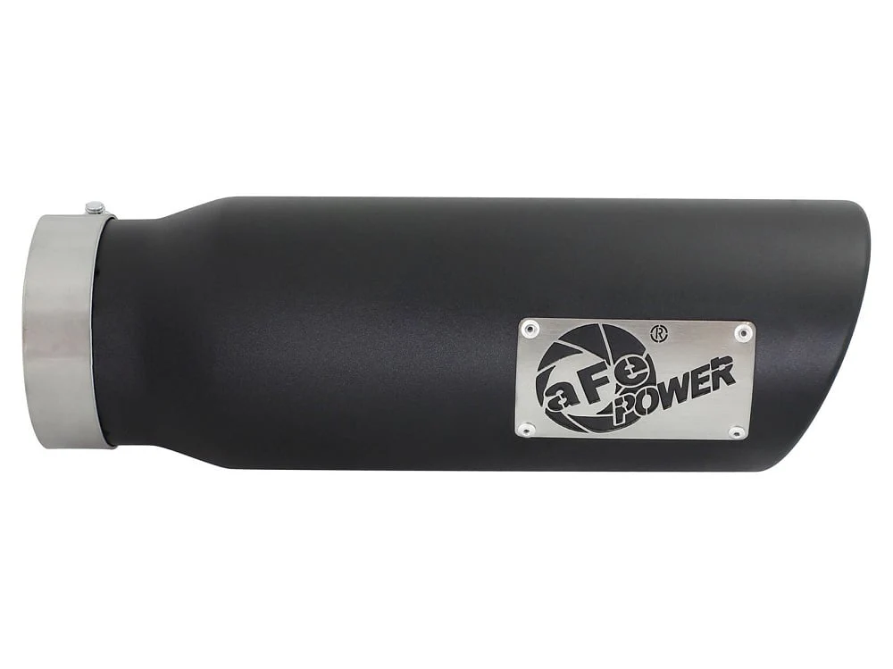 AFE Black Stainless Steel Rolled Angle Cut 4" x 5" x 15" Exhaust Tip - Image 2