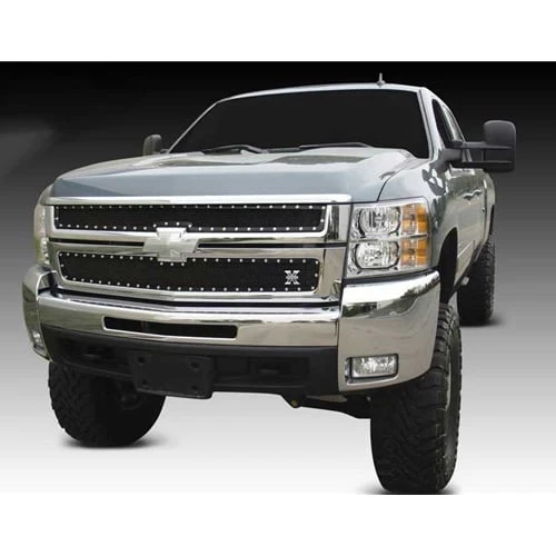 T-Rex 6711121 X-Metal Series Black Studded Mesh Grille Overlay 07.5-10 6.6L Chevy Duramax LMM