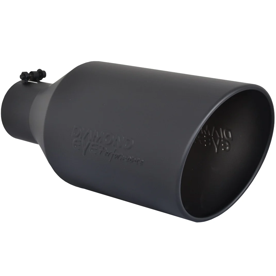Diamond Eye Angle Cut | Rolled Edge | Bolt On | Black Powdercoat Exhaust Tip - Image 2