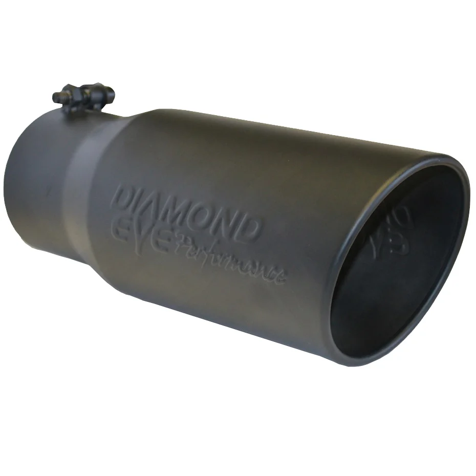 Diamond Eye Angle Cut | Rolled Edge | Bolt On | Black Powdercoat Exhaust Tip - Image 4