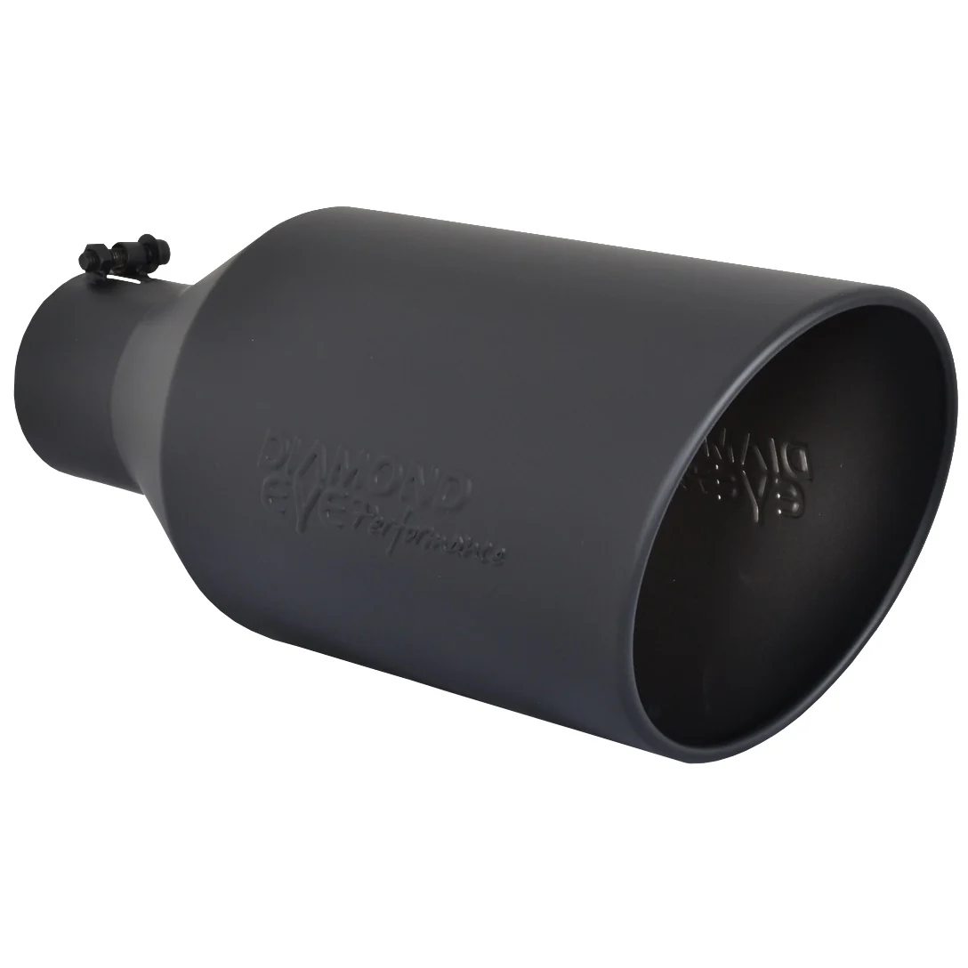 Diamond Eye Angle Cut | Rolled Edge | Bolt On | Black Powdercoat Exhaust Tip - Image 5