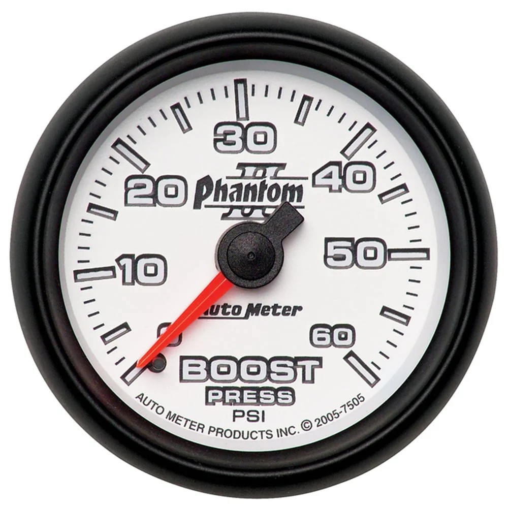 Auto Meter 2-1/16" Phantom II Boost Gauge 0-35 PSI | 0-60 PSI | 0-100 PSI - Image 2