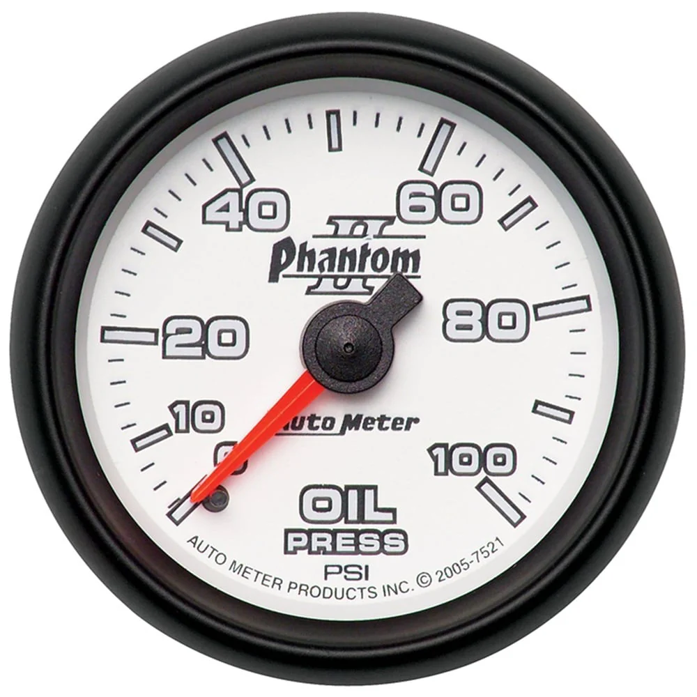 Auto Meter 2-1/16" Phantom II Oil Pressure Gauge 0-100 PSI - Image 4