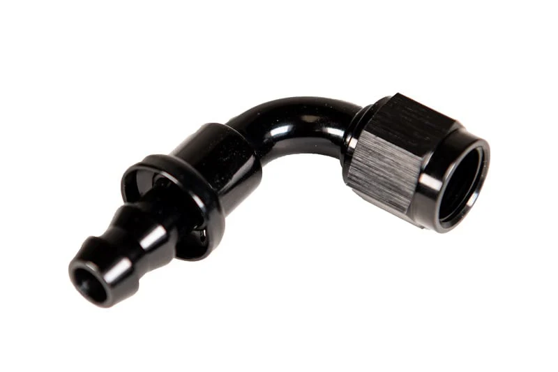 Fleece Performance -10AN 90 Degree to Hose Barb Black Anodized Fitting - Image 2