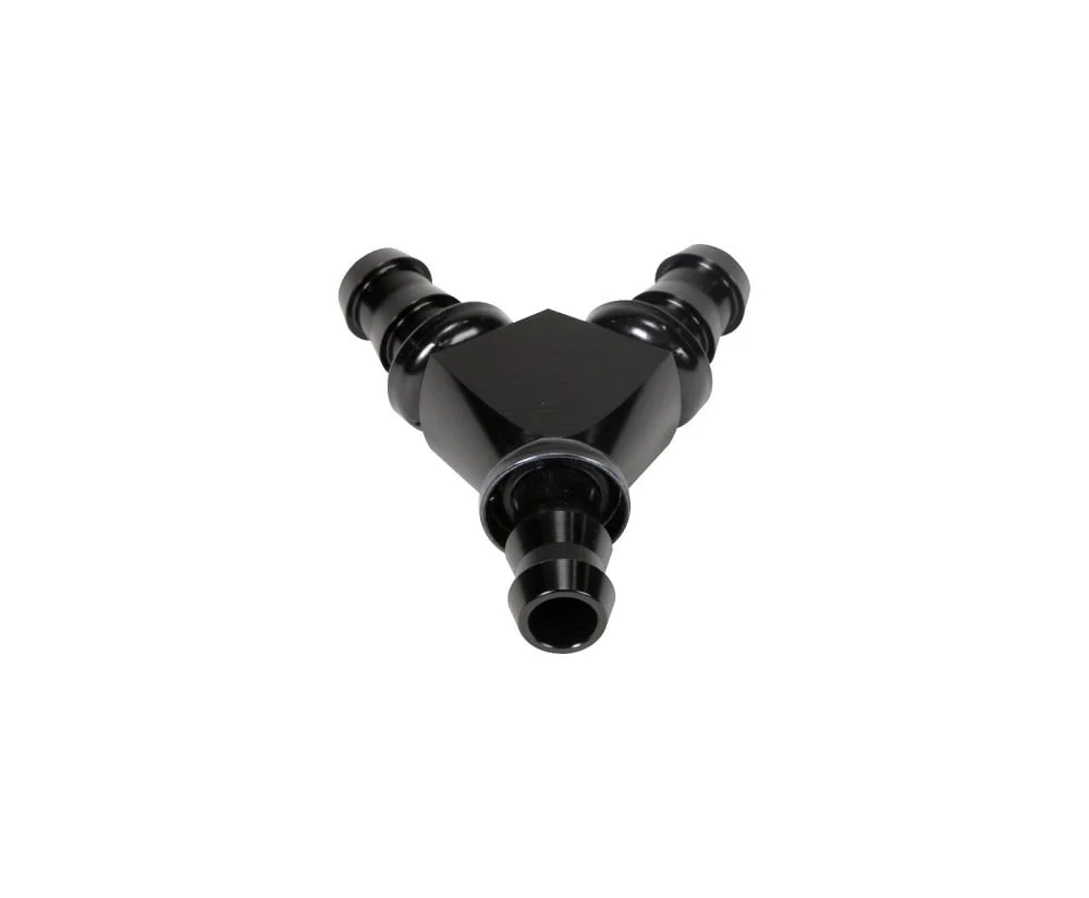 Fleece Performance 1/2" Black Anodized Aluminum Y Barbed Fitting -8 Pushlock Hose - Image 3