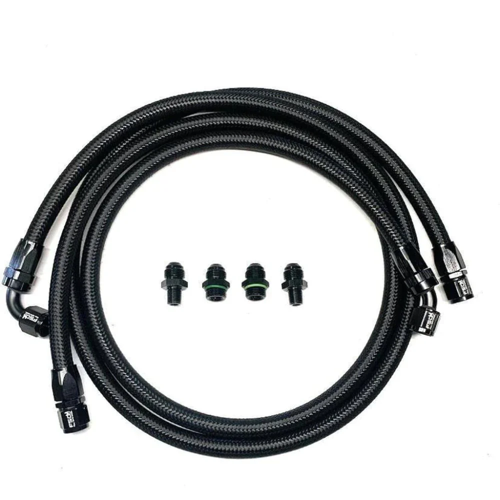 FSD Black Braided Transmission Lines For Mishimoto Cooler with Bypass 03-07 Ram 5.9L Cummins