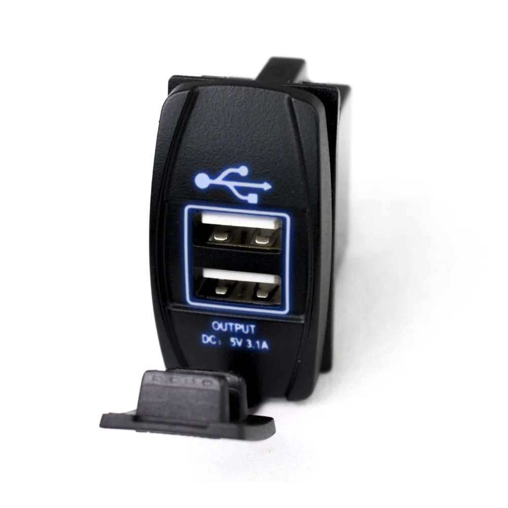 Race Sport Lighting 2-Port LED Rocker Switch USB Charge Panel - Image 3