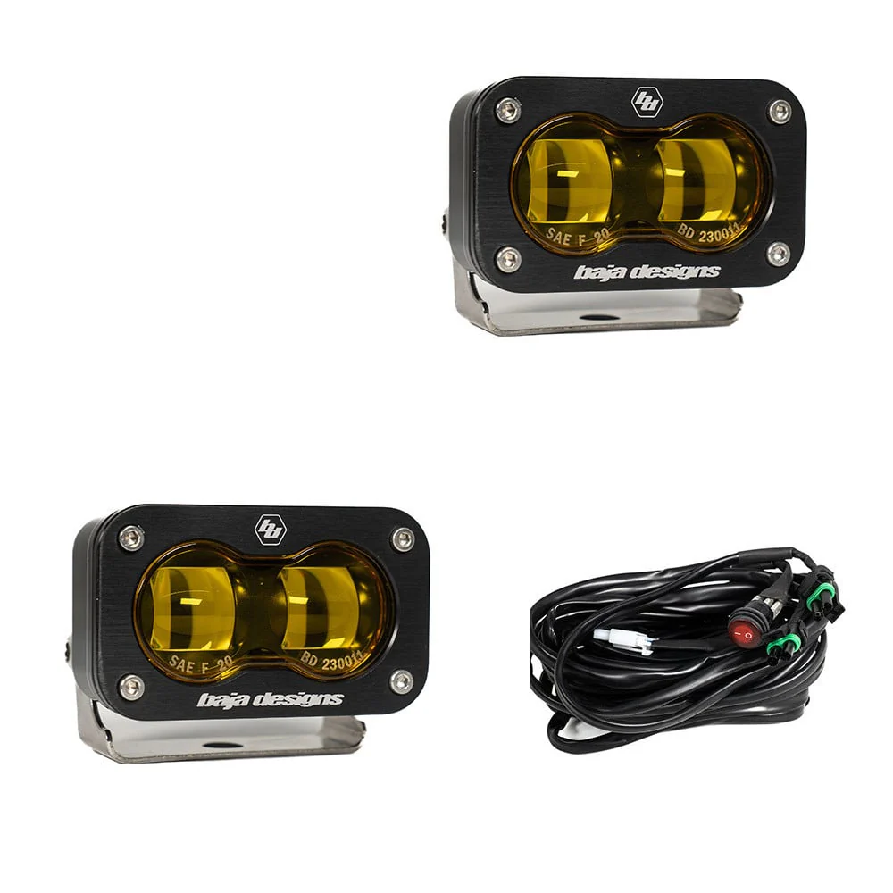 S2 SAE LED Auxiliary Light Pod Pair | Clear Amber - Image 2