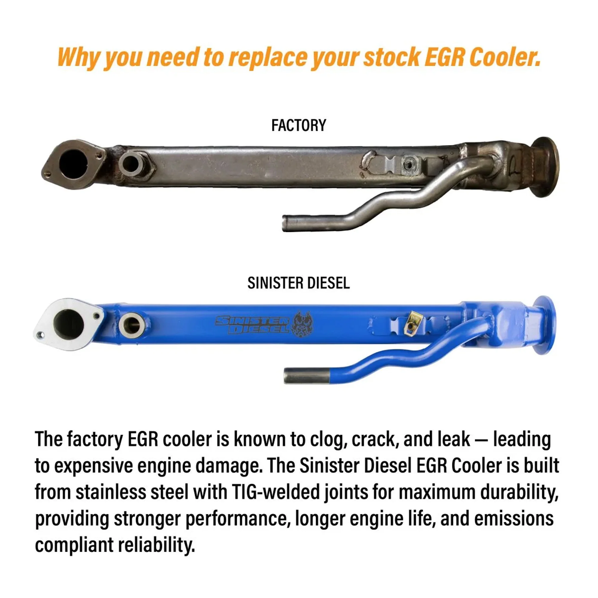 Sinister Upgraded Blue Cerakote EGR Cooler Kit 2004-07 6.0L Powerstroke - Image 8