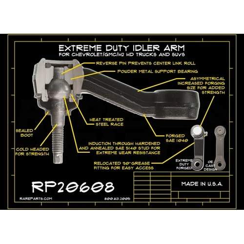 Rare Parts RP20608 Extreme Duty Idler Arm 01-10 6.6L GM Duramax - Image 3