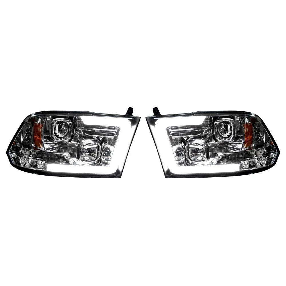 RECON Clear/Chrome Projector Headlights with OLED Halos 10-18 Dodge Ram - Image 2