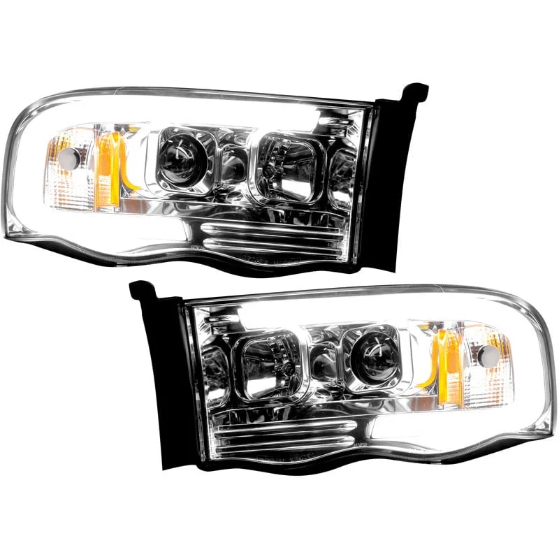 RECON Clear/Chrome Projector Headlights with OLED Halos 02-05 Dodge Ram - Image 2