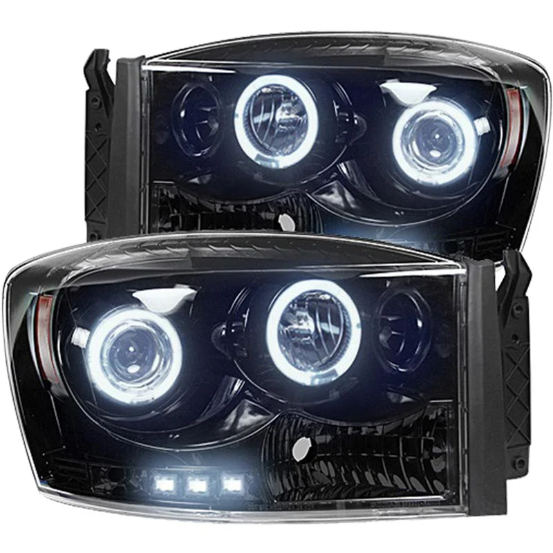 RECON Smoked Projector Headlights with CCFL Halos 06-09 Dodge Ram 264199BK - Image 2