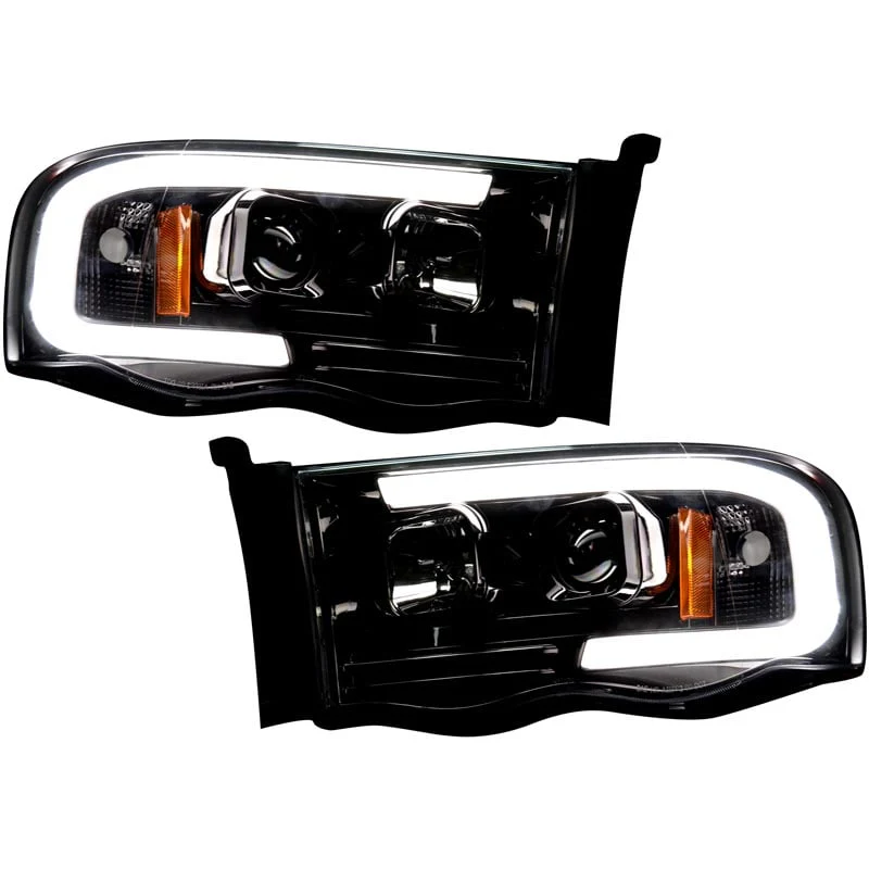 RECON Smoked Projector Headlights with OLED U-Bar 02-05 Dodge Ram 264191BKC - Image 2