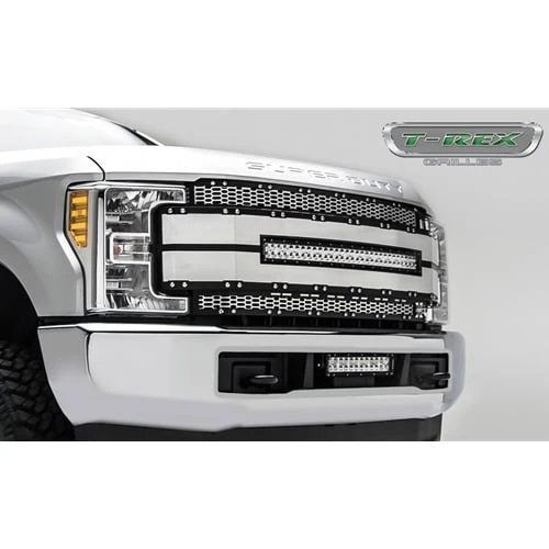 T-Rex Torch Series Brushed Replacement Grille with 30" LED Light 17-19 6.7L Ford Powerstroke - Image 4